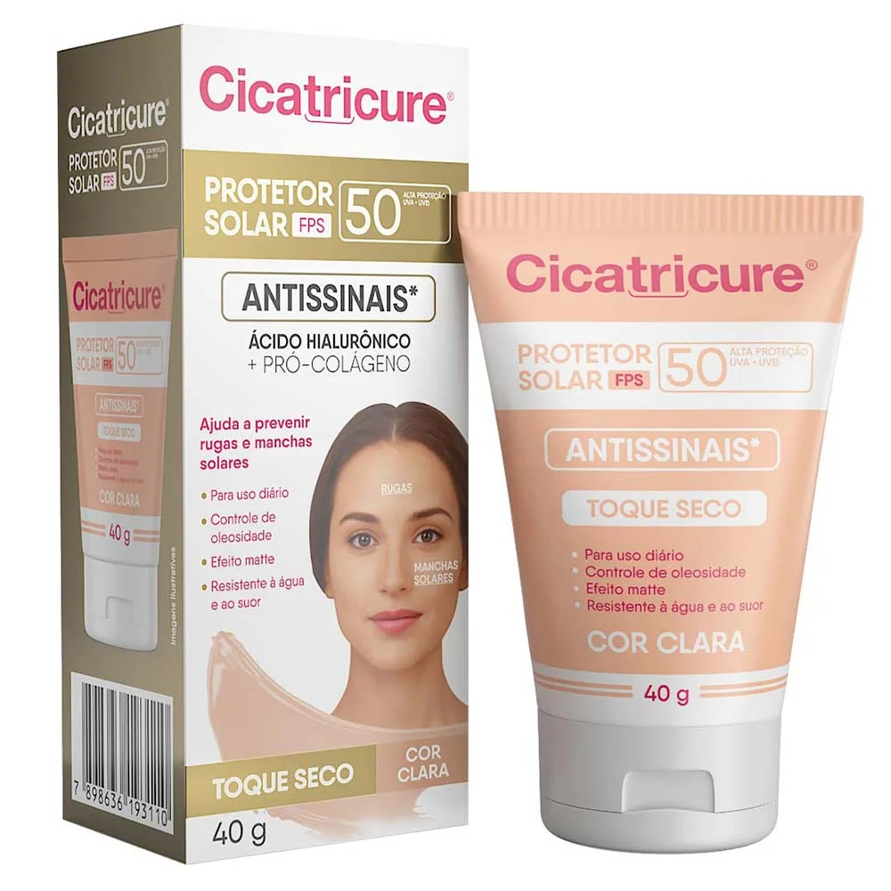 Protetor Solar Facial com Cor Cicatricure Antissinais FPS50 Clara 2