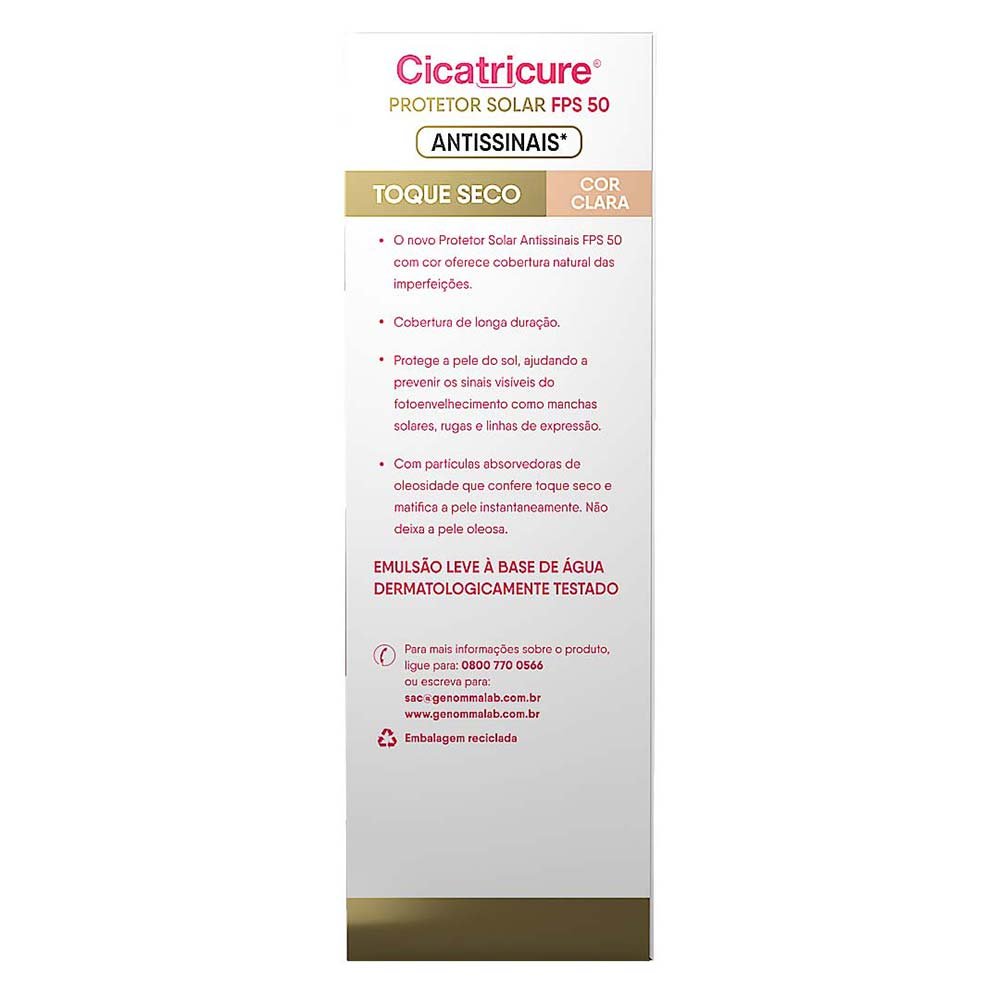 Protetor Solar Facial com Cor Cicatricure Antissinais FPS50 Clara 6