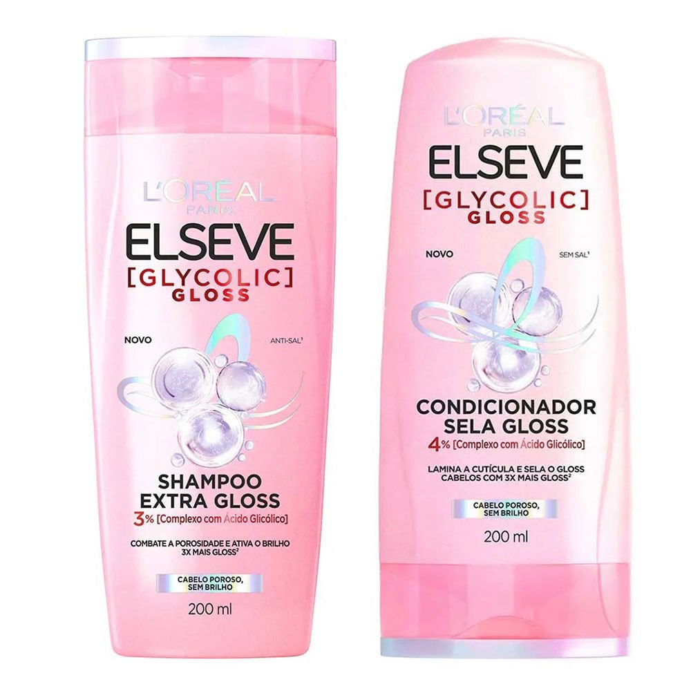 Elseve Glycolic Gloss Kit – Shampoo + Condicionador ÚNICO 1