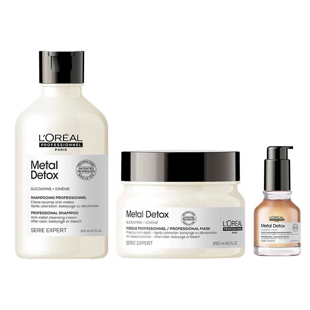 L’Oréal Professionnel Metal Detox Kit – Shampoo + Máscara + Óleo Concentrado ÚNICO 1