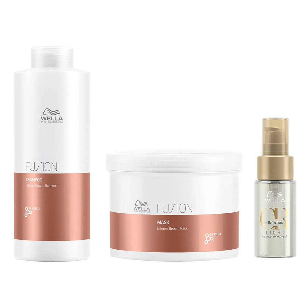 Wella Professionals Fusion Kit Shampoo + Máscara + Óleo Light ÚNICO 1