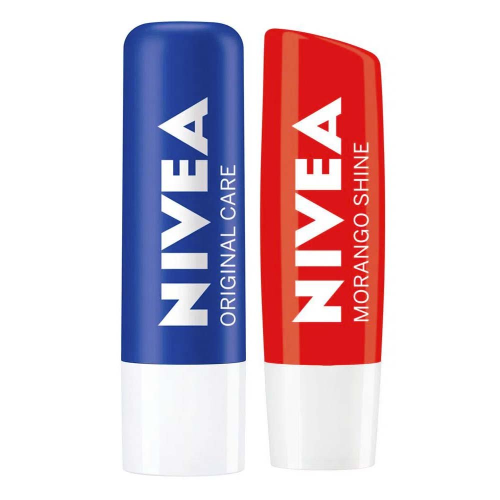 NIVEA Kit – Hidratante Labial Morango Shine + Protetor Labial Original Care