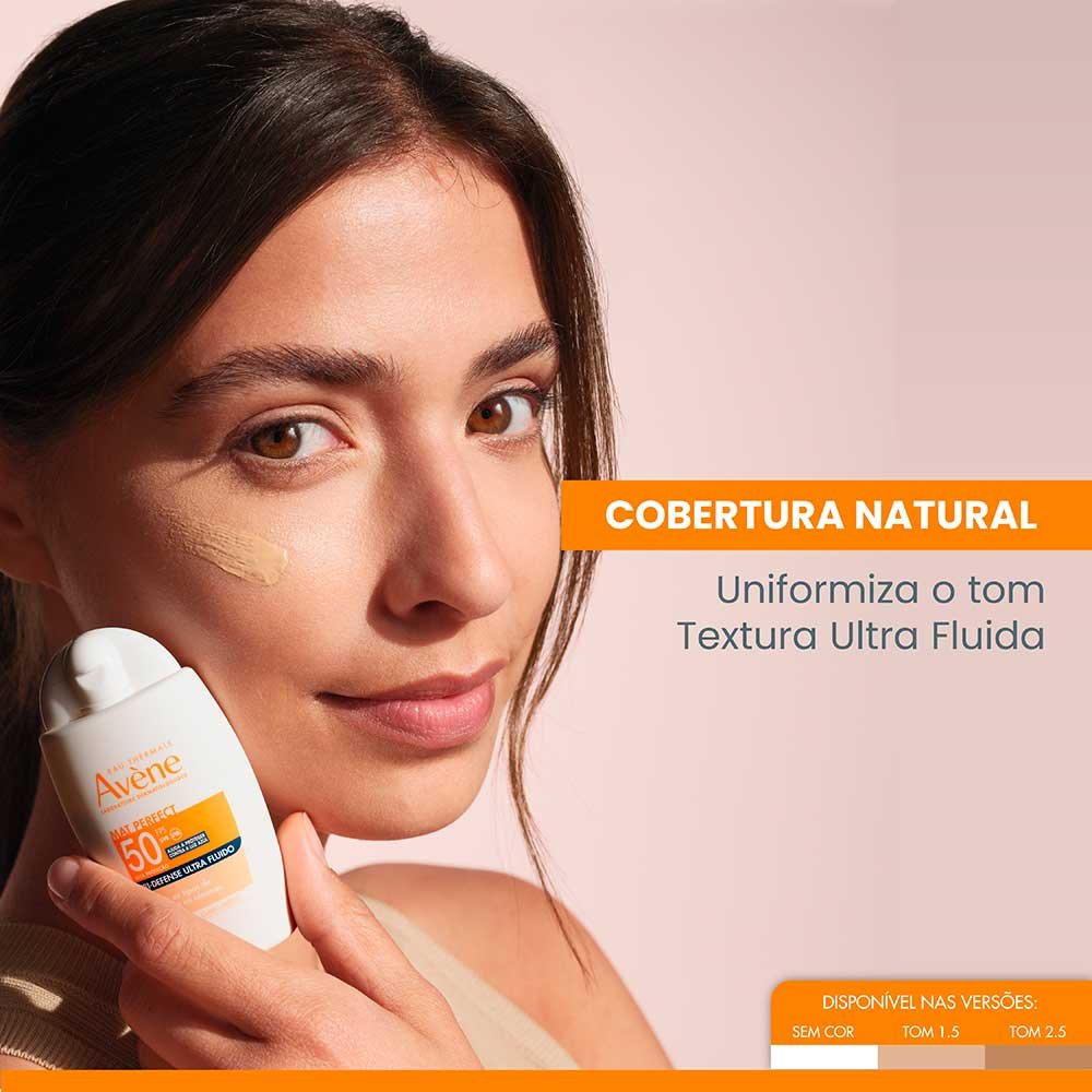 Protetor Solar Facial Com Cor Avène Mat Perfect Tri-Defense Ultra Fluido FPS 50 1.5 Claro Médio 4