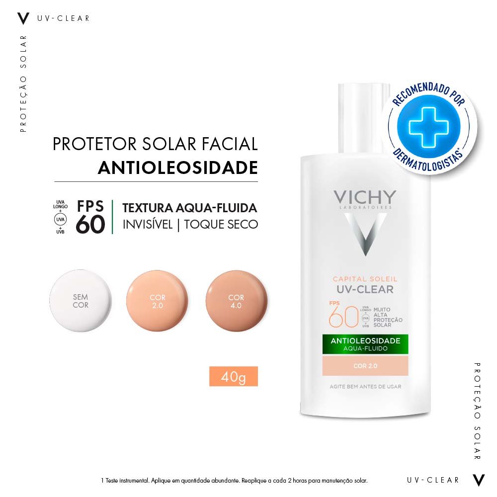 Protetor Solar Facial com Cor Vichy Capital Soleil Uv-Clear FPS60 ÚNICO 3
