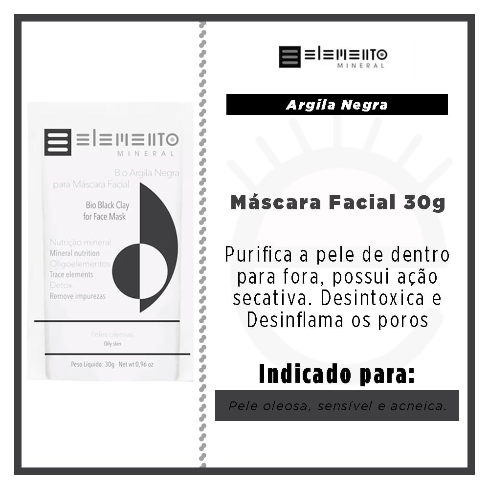 Máscara Facial Elemento Mineral Bio Argila Negra ÚNICO 2