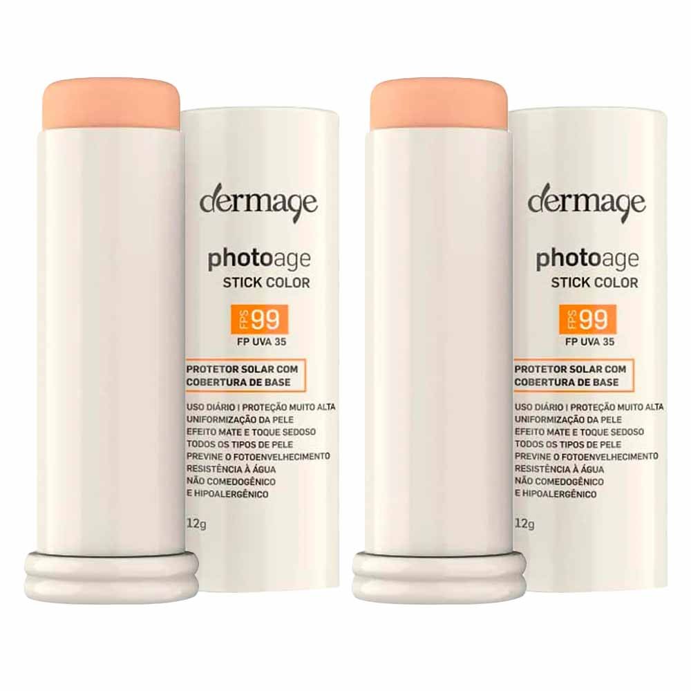 Dermage Photoage Stick Color Kit com 2 unidades - Protetor Solar com Cor FPS99 ÚNICO 1
