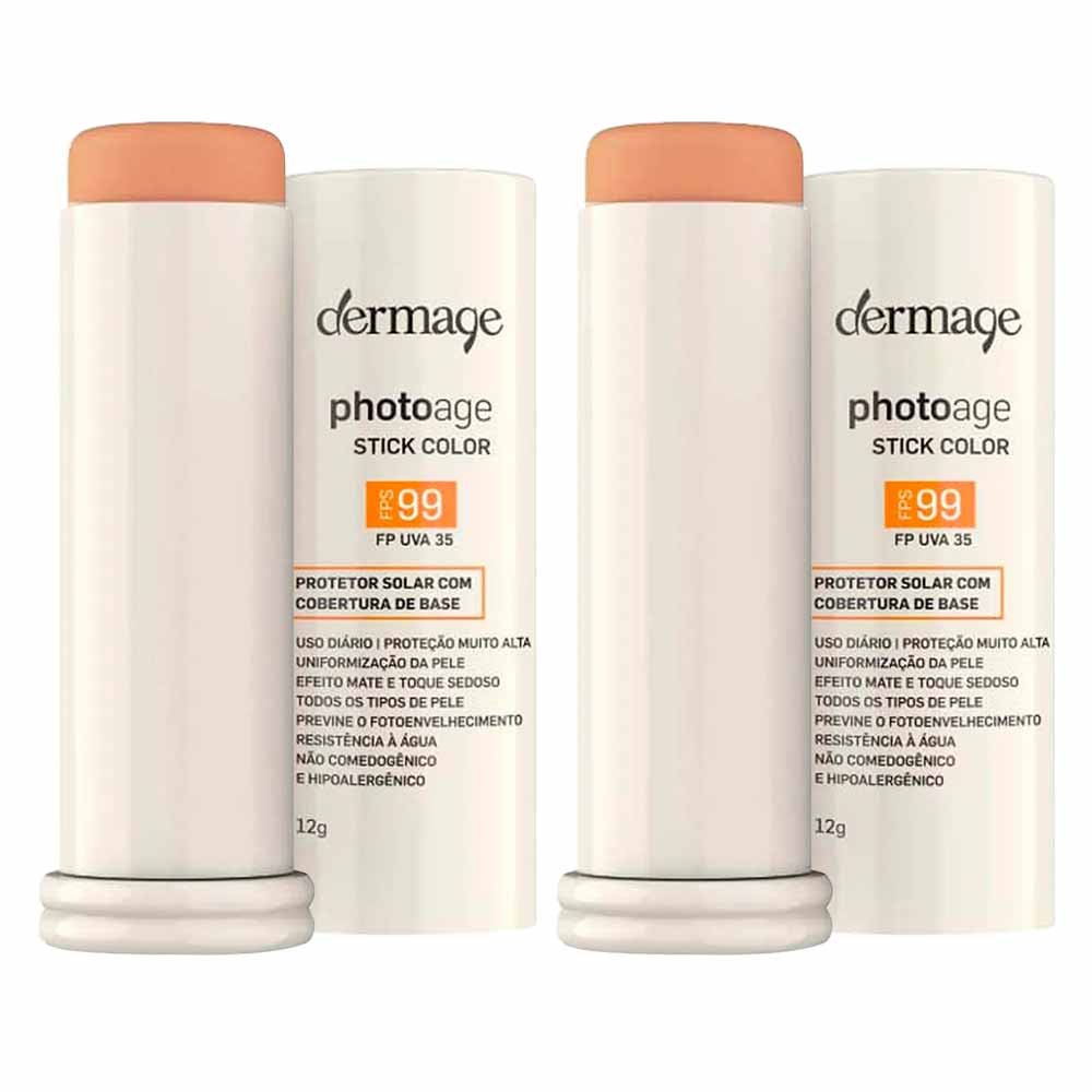 Dermage Photoage Stick Color Kit com 2 unidades - Protetor Solar com Cor FPS99 ÚNICO 1