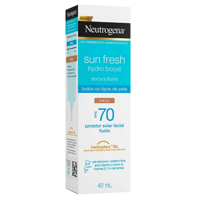 Protetor Solar com Cor Neutrogena - Sun Fresh Hydro Boost  FPS 70 Cor 3.0 4