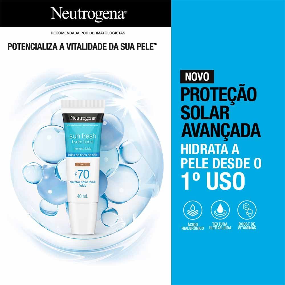 Protetor Solar com Cor Neutrogena - Sun Fresh Hydro Boost  FPS 70 Cor 3.0 9