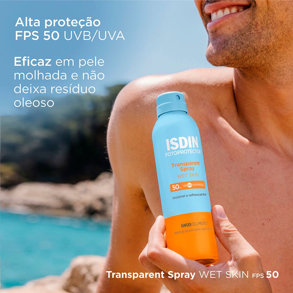 Protetor Solar Corporal Transparente Spray FPS 50 Isdin 250ml 7