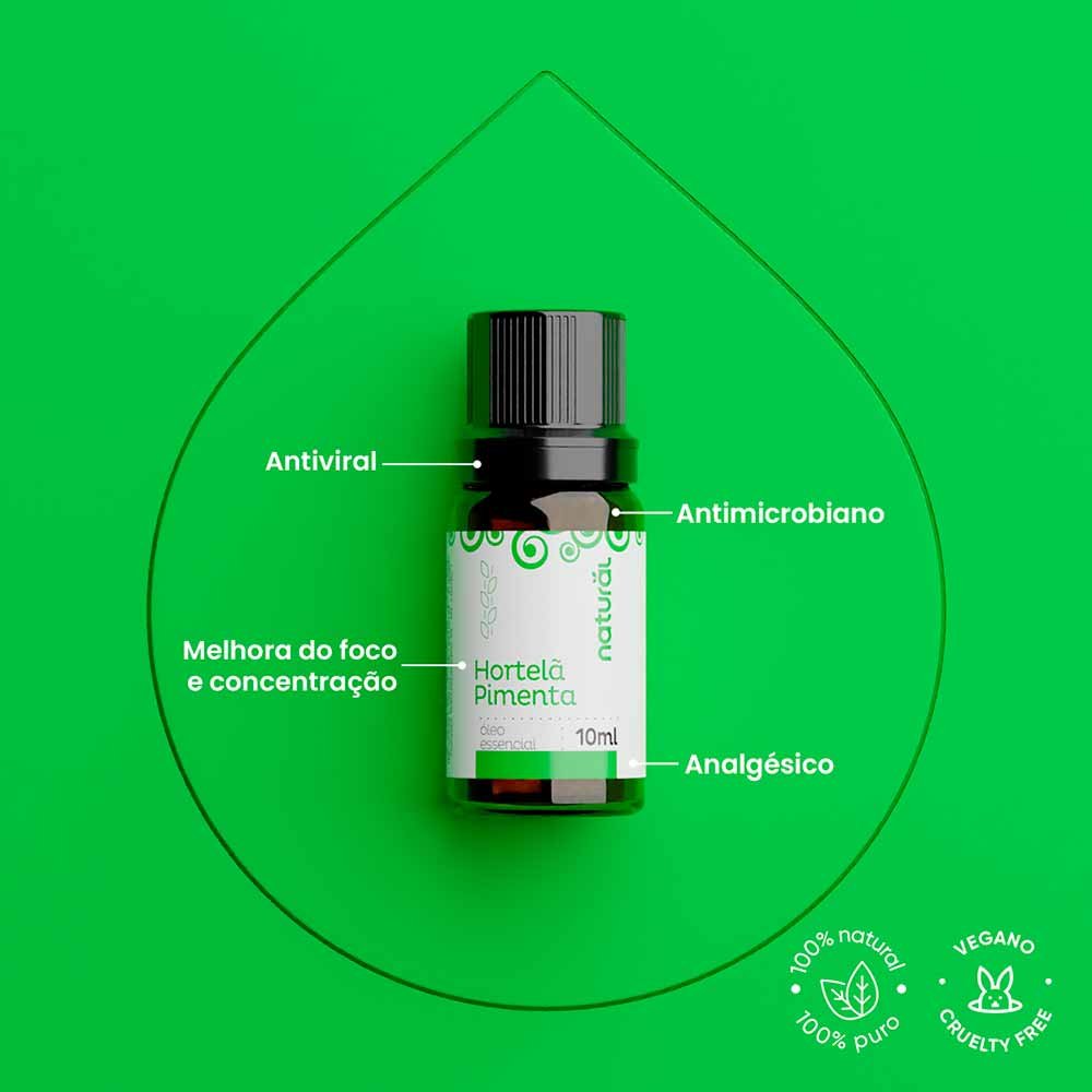 Óleo Essencial Organico Natural de Hortelâ Pimenta ÚNICO 3