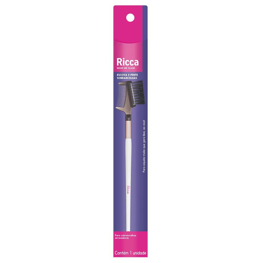 Pincel Escova e Pente Para Sobrancelhas Rose Gold Ricca ÚNICO 3