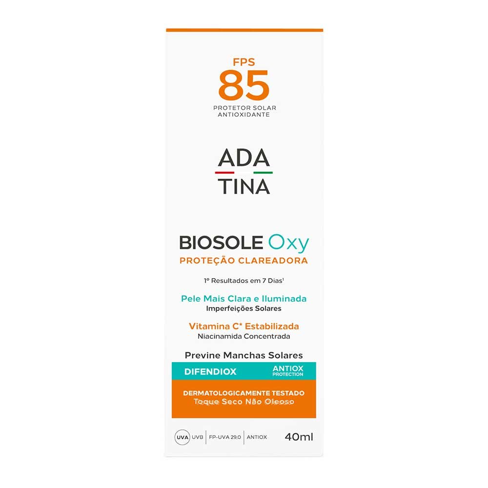 Protetor Solar Clareador Ada Tina Biosole Oxy FPS 85 40ml