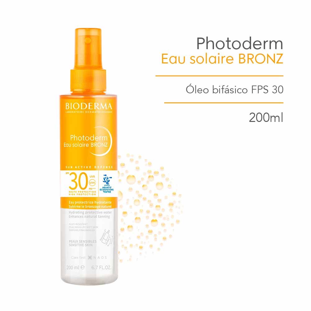 Bronzeador Bifásico Bioderma - Photoderm Eau Solaire Bronz FPS30 200ml 2