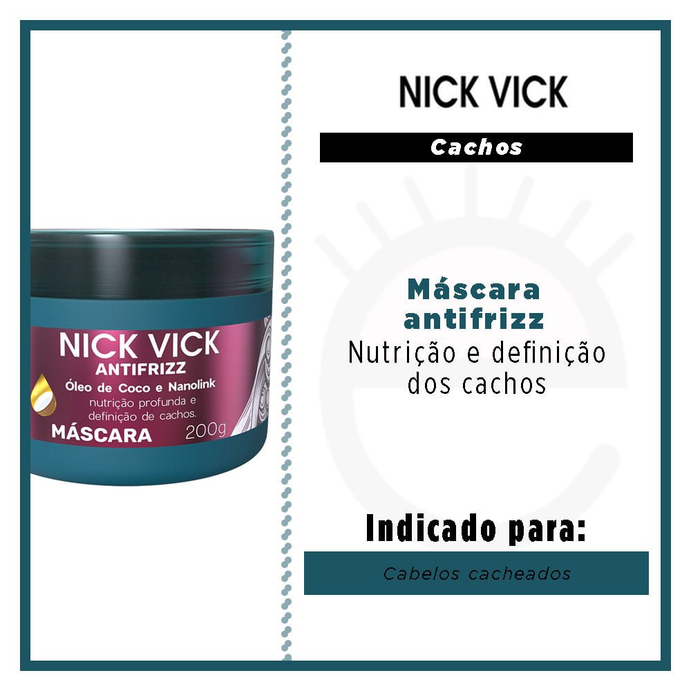 Nick Vick Antifrizz Cachos - Máscara de Nutrição 200g 2