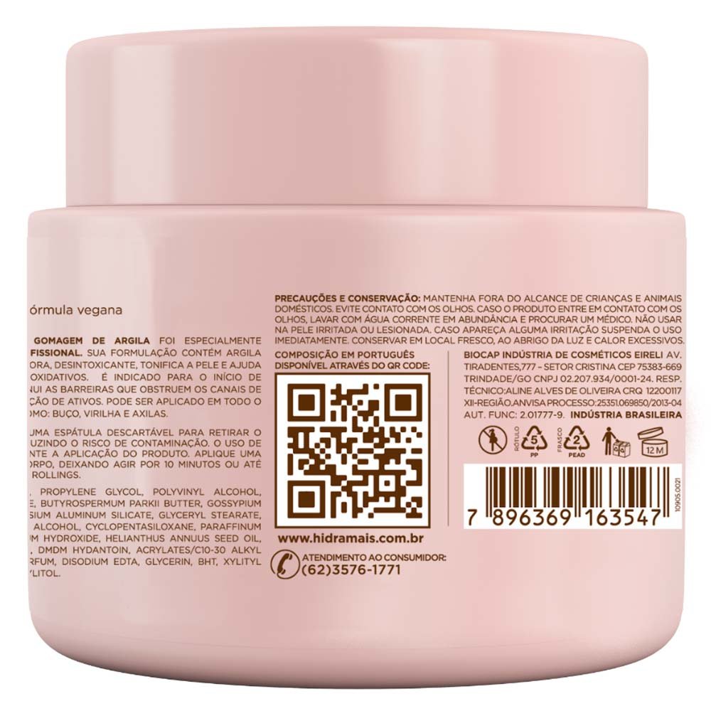 Creme para Massagem Gomagem de Argila Hidramais 500g 2
