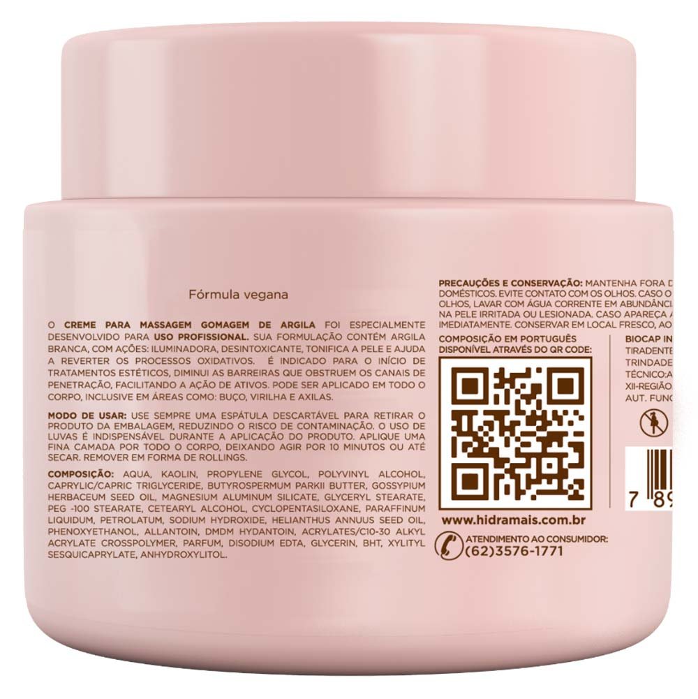 Creme para Massagem Gomagem de Argila Hidramais 500g 3