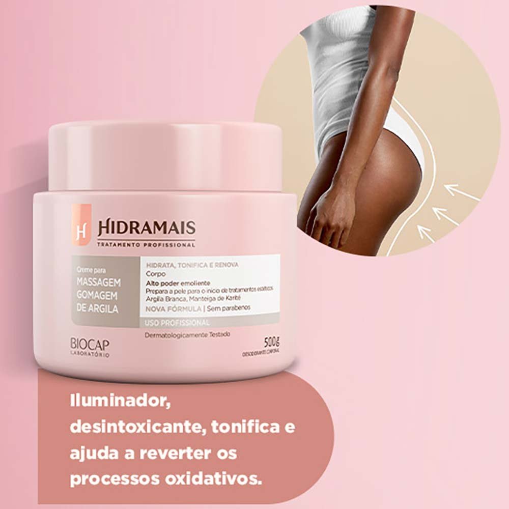 Creme para Massagem Gomagem de Argila Hidramais 500g 4