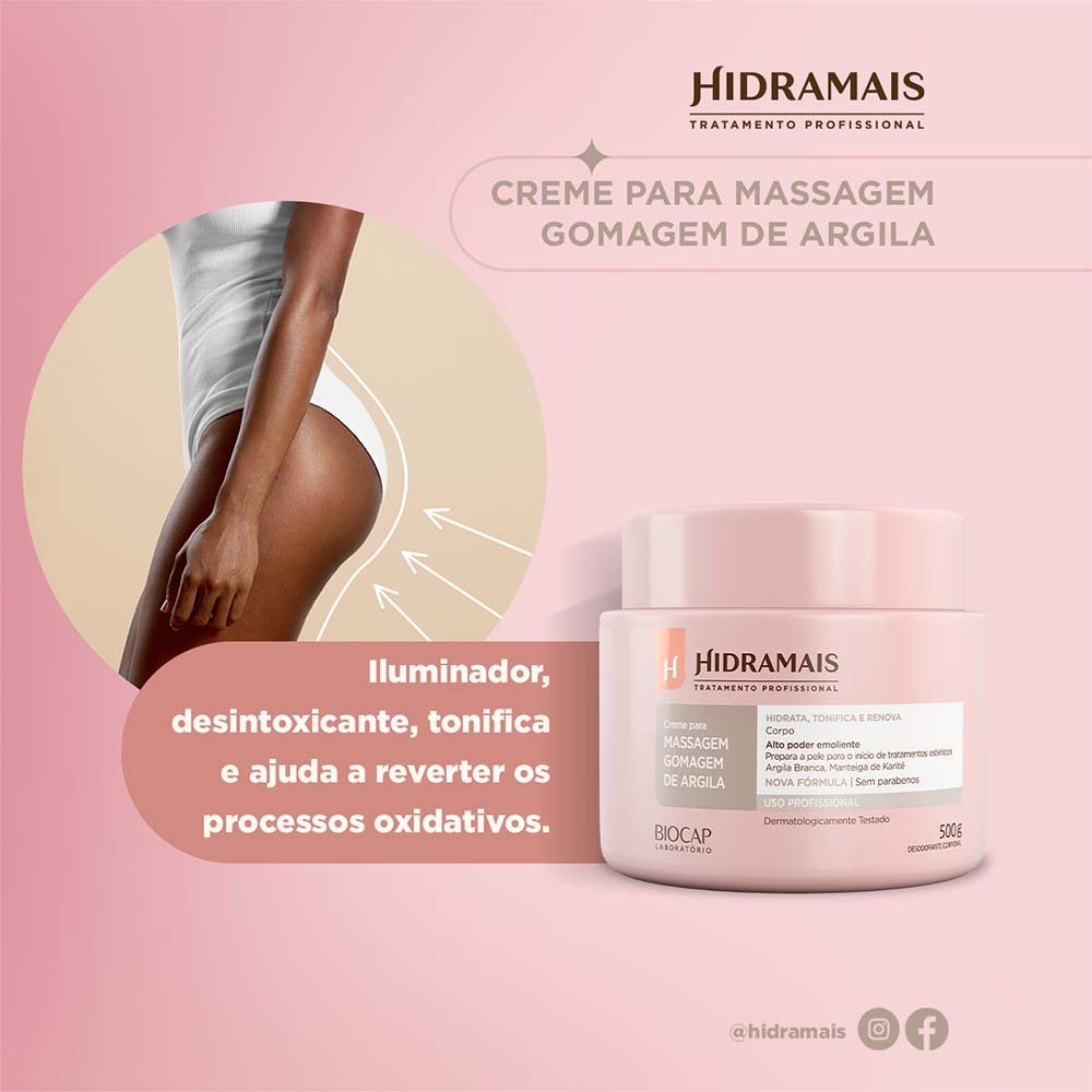 Creme para Massagem Gomagem de Argila Hidramais 500g 5
