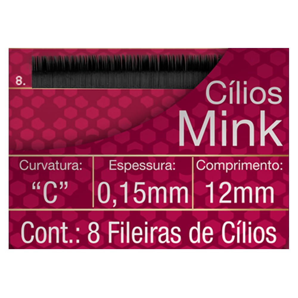 Cílios para Alongamento Belliz - Mink C 015 12mm ÚNICO 2