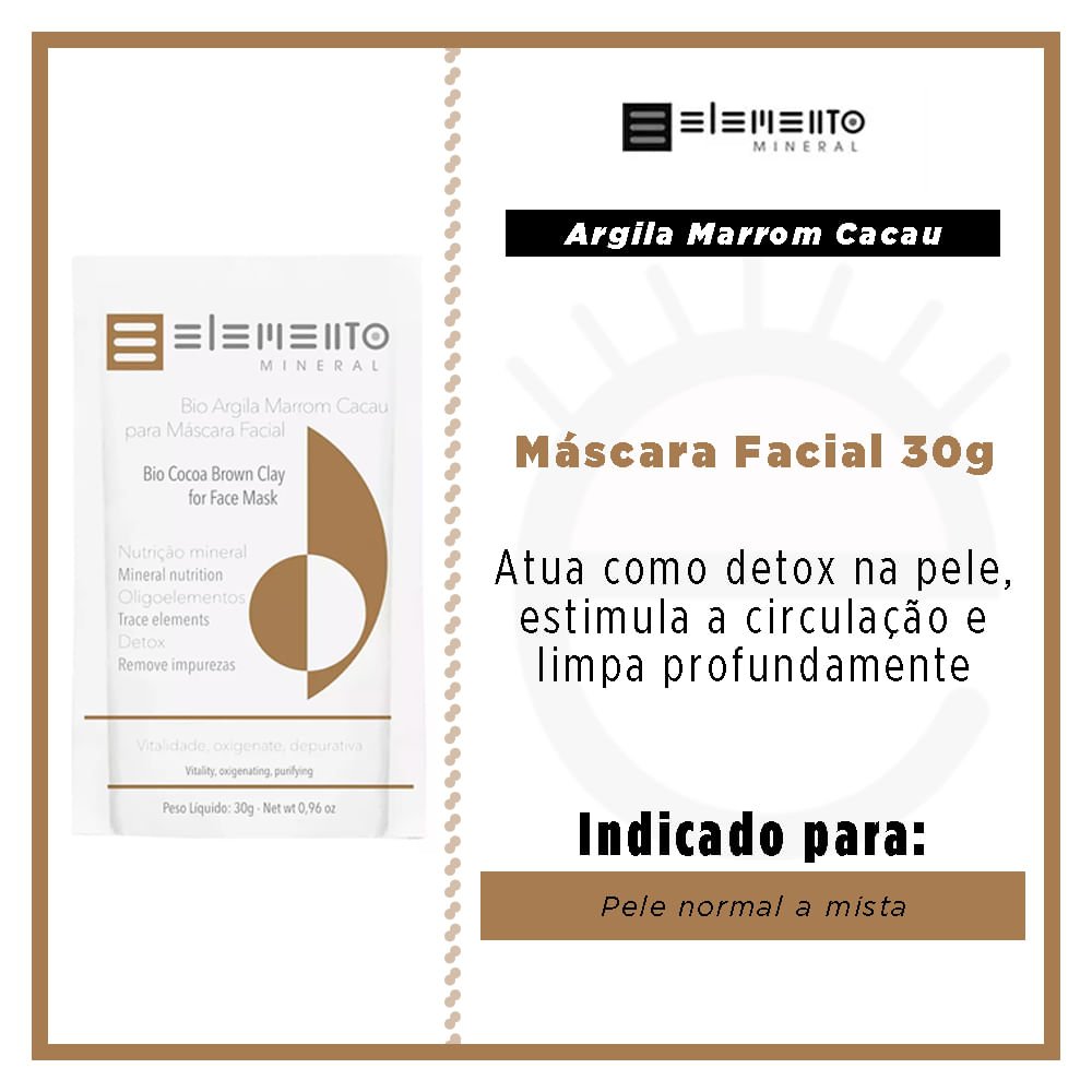 Máscara Facial Elemento Mineral - Argila Marrom Cacau 30g 2