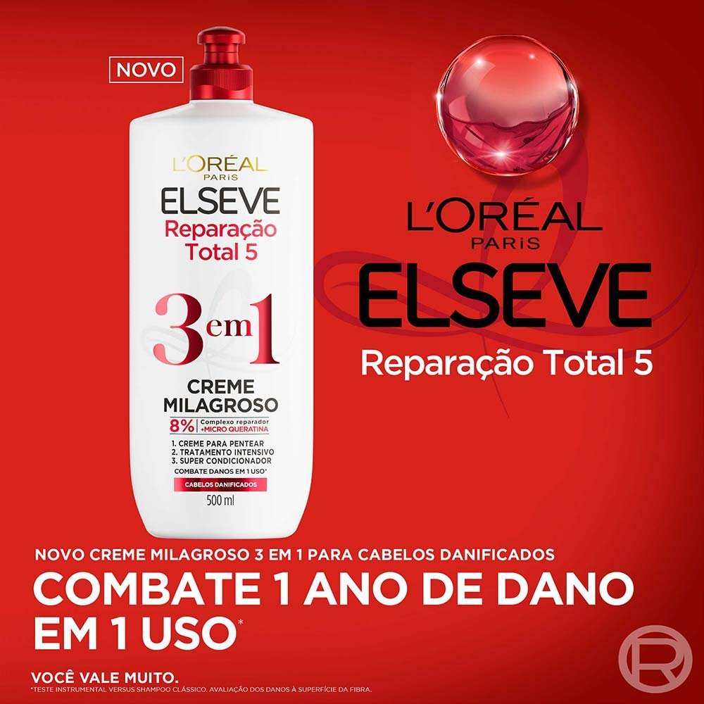 Elseve Creme Milagroso 3 em 1 Elseve Reparação Total 500ml 2