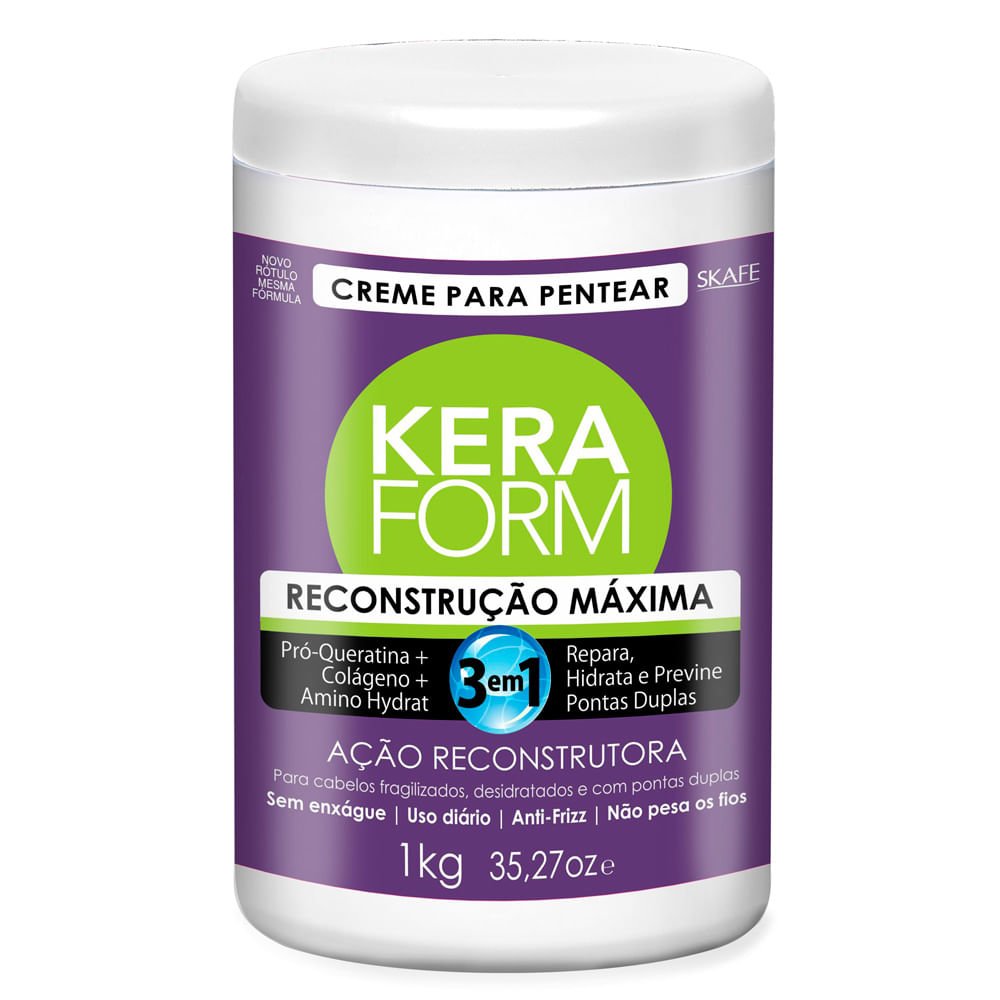 Skafe Keraform Reconstrução Máxima 3 em 1 - Creme para Pentear 1kg 1