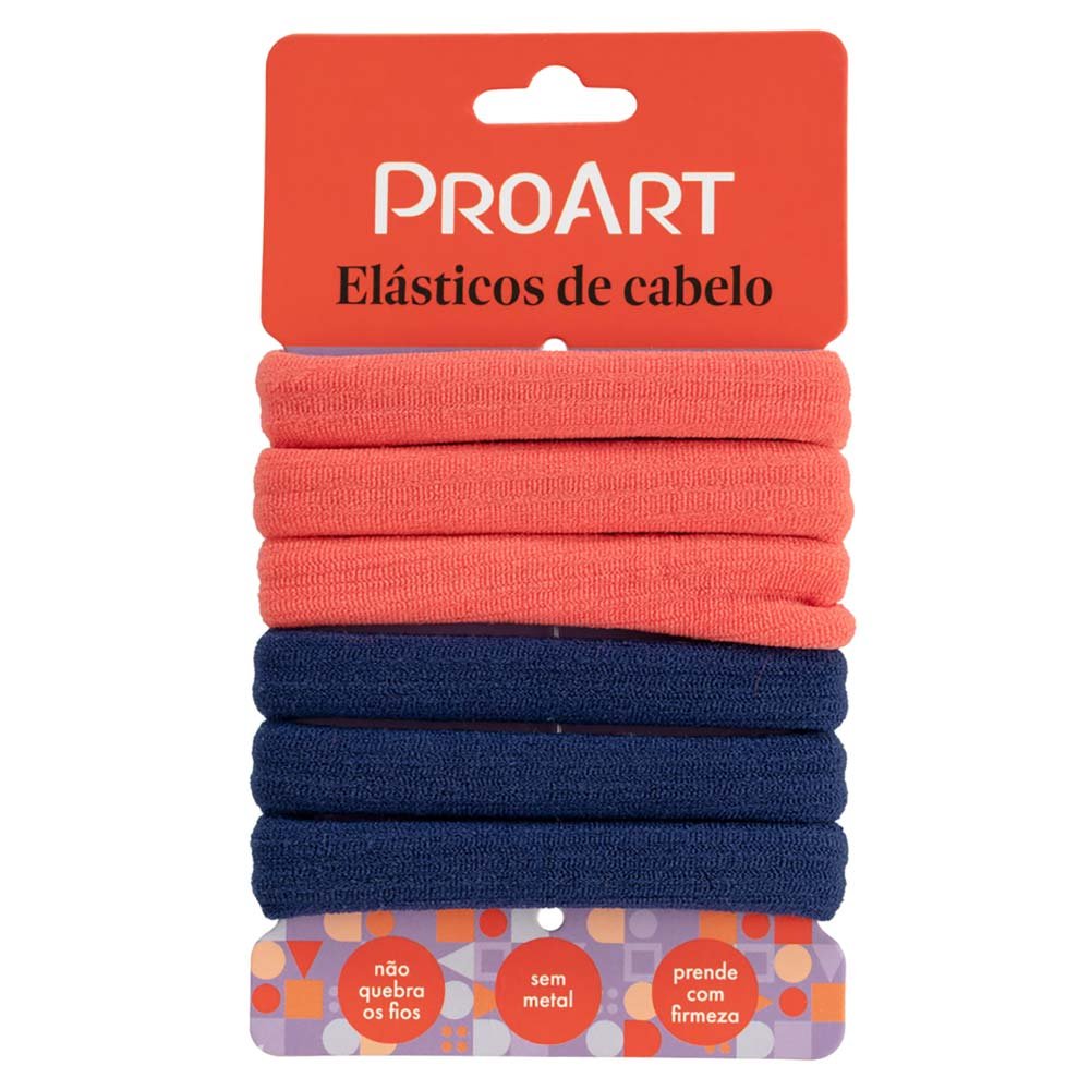 Elásticos de Cabelo Sem Metal Proart Azul e Laranja ÚNICO 1