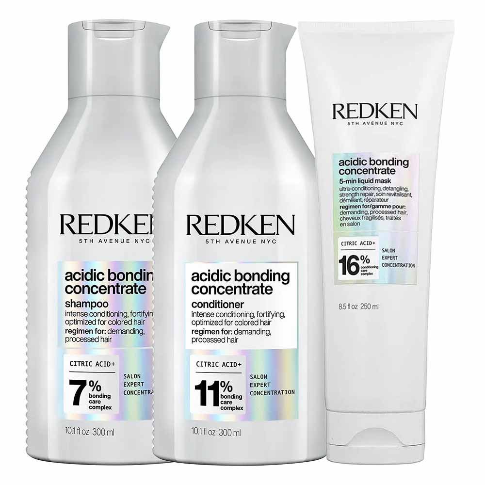 Redken Acidic Bonding Concentrate Kit – Shampoo + Condicionador + Máscara ÚNICO 1