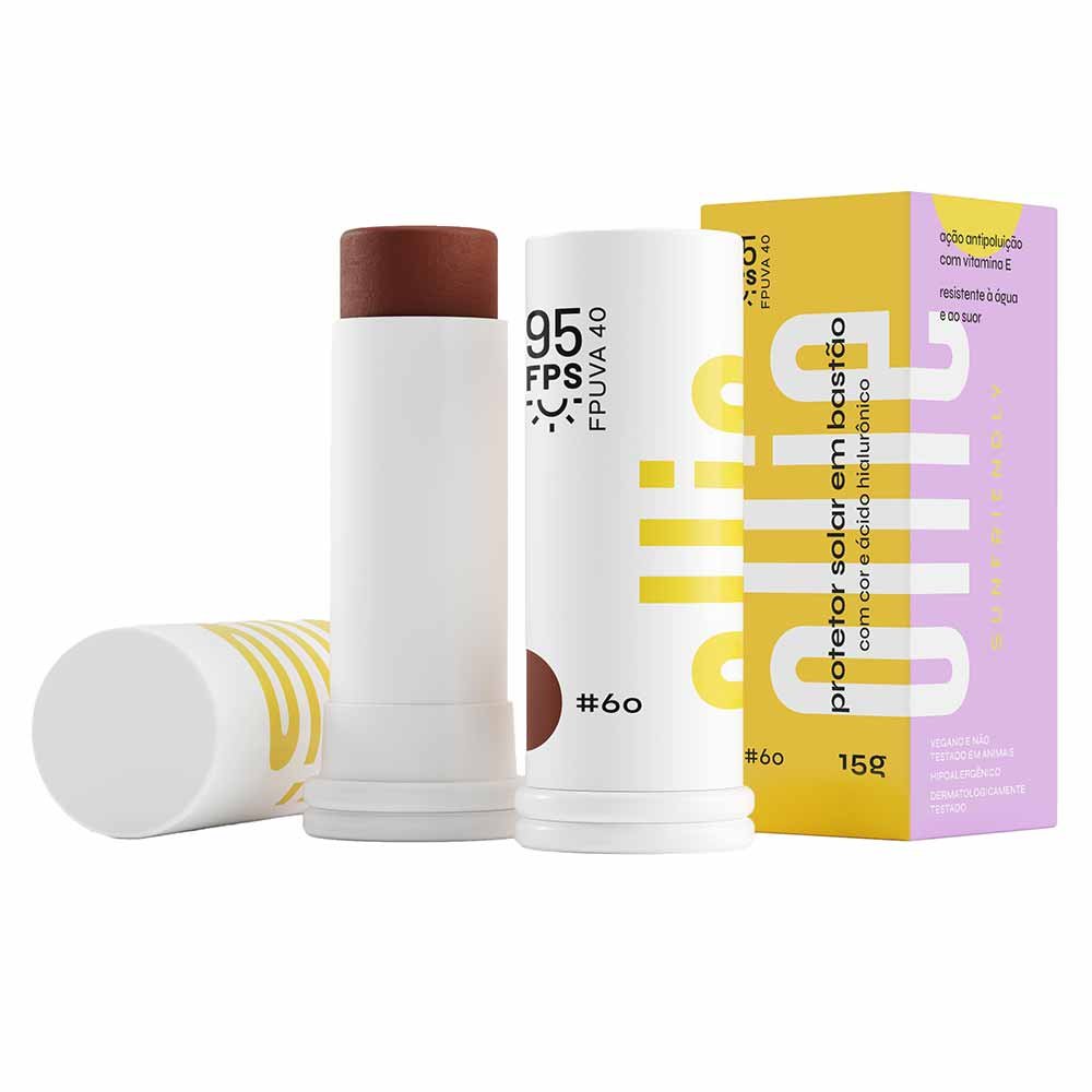 Protetor Solar Facial em Bastão Com Cor Ollie FPS 95 Cor 60 8