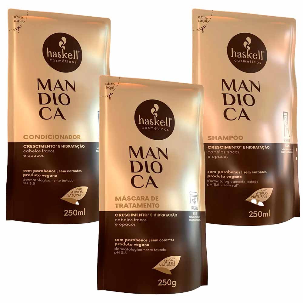 Haskell Mandioca Kit Refil – Shampoo + Condicionador + Máscara ÚNICO 1