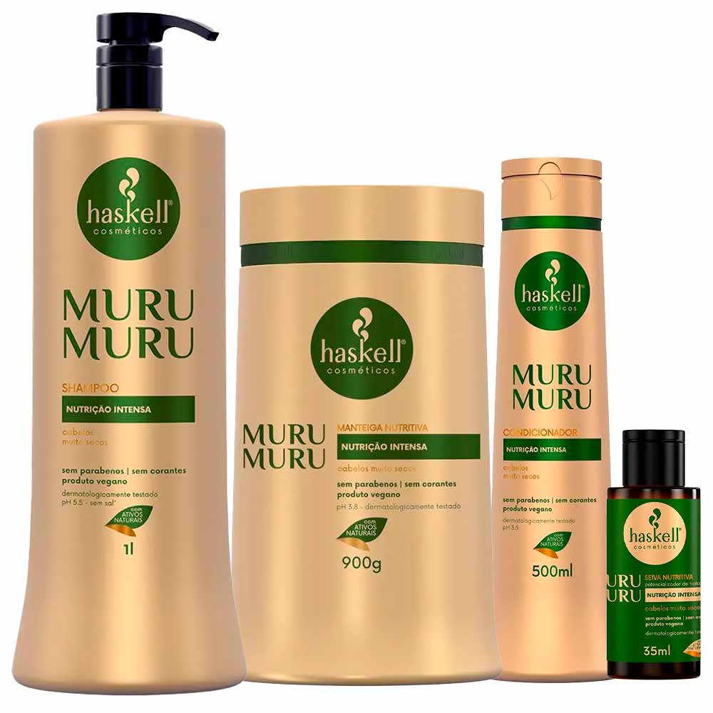 Haskell Murumuru Kit – Shampoo + Condicionador + Máscara + Seiva Nutritiva ÚNICO 1