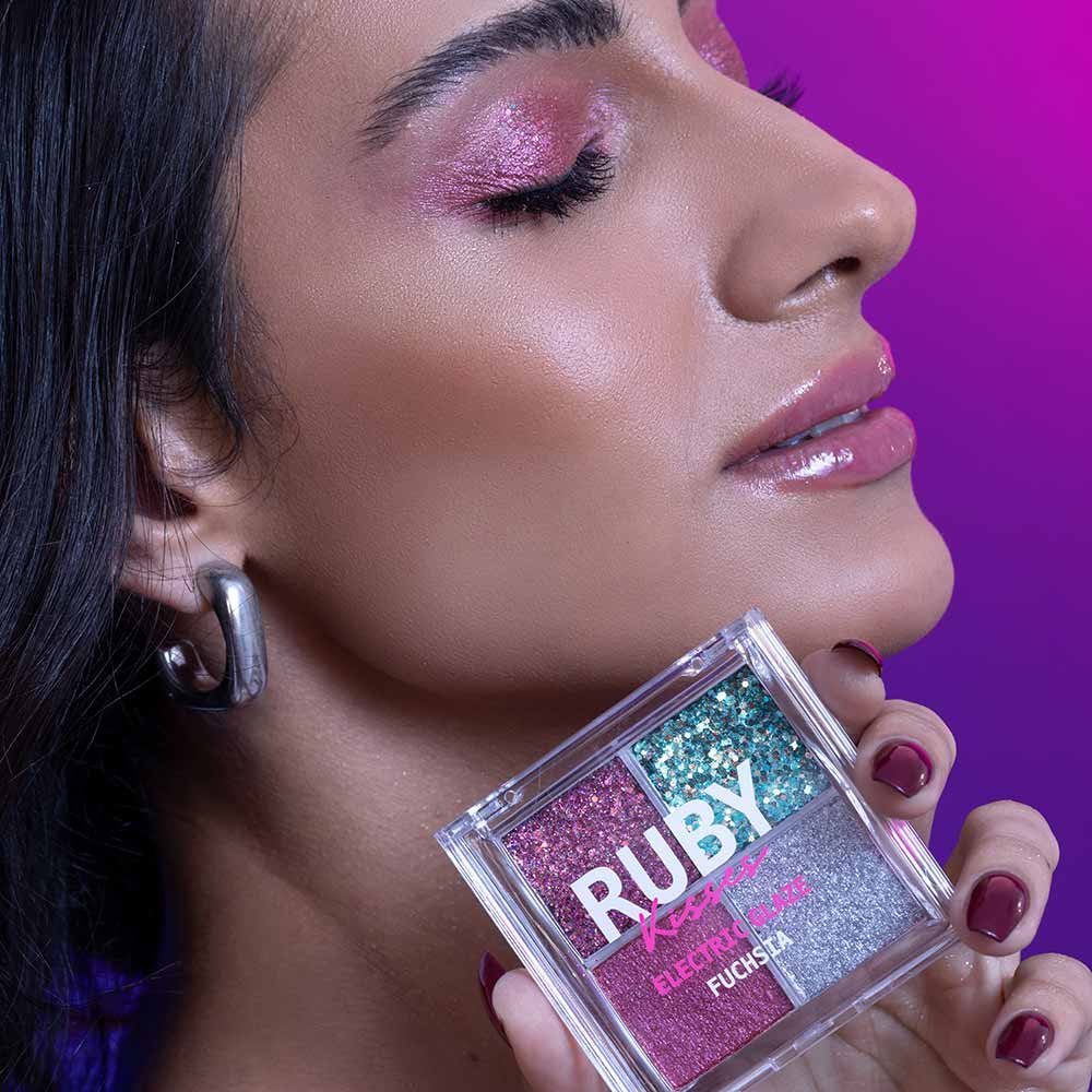 Paleta de Sombras Ruby Kisses - Glitter Electric Glaze 5,6g Fuchsia 4