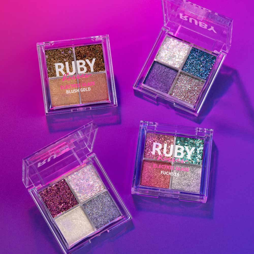 Paleta de Sombras Ruby Kisses - Glitter Electric Glaze 5,6g Fuchsia 6