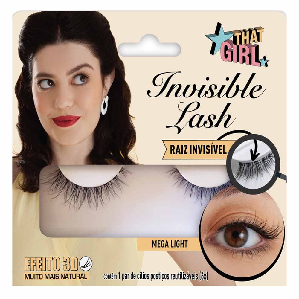 Cílios Postiços That Girl Invisible Lash 3D Mega Light ÚNICO 4