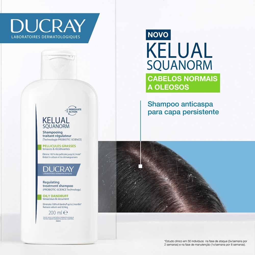 Ducray Kelual S Squanorm Shampoo Anticaspa para Cabelos Normais a Oleosos 200ml 2