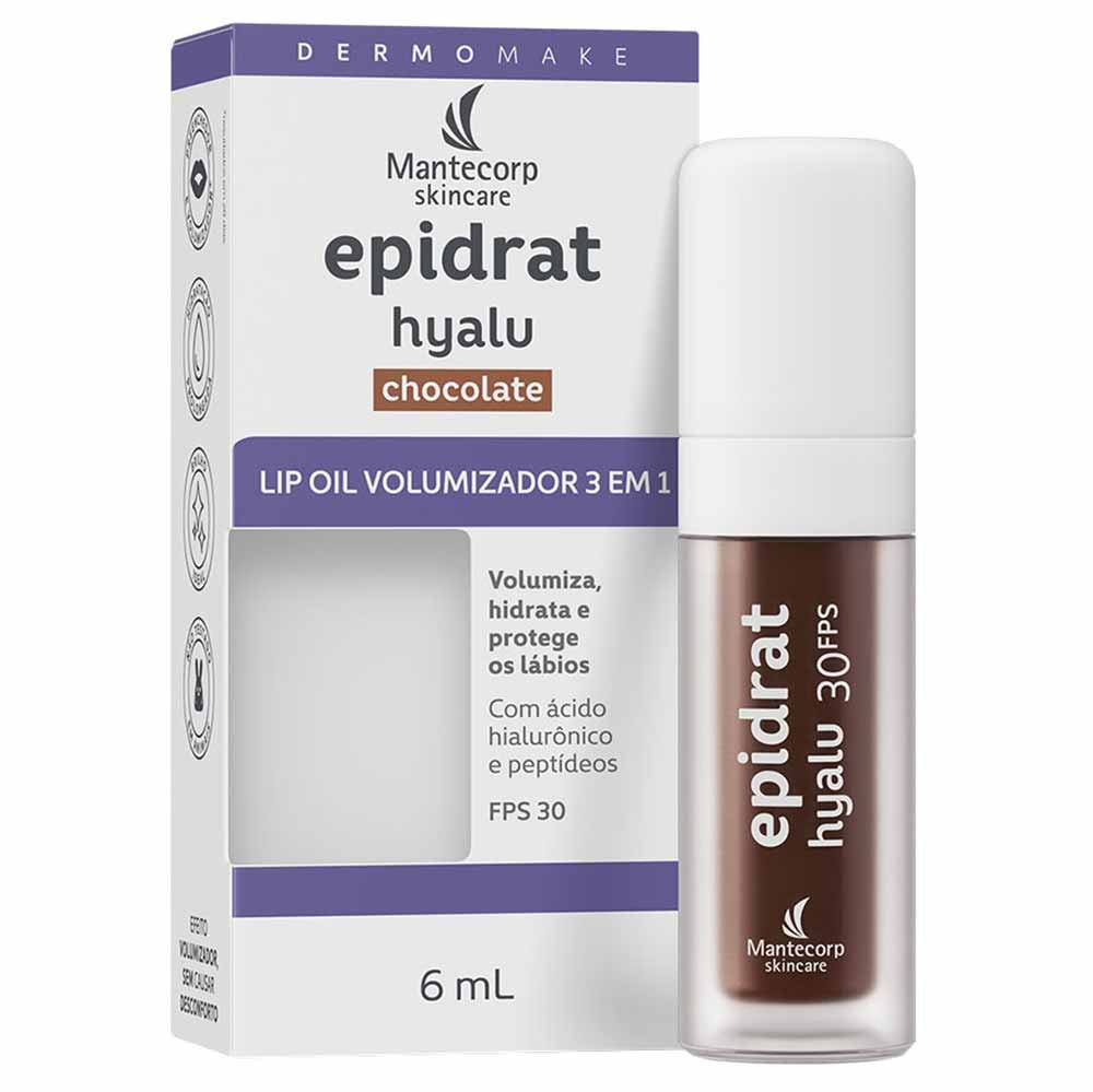 Hidratante Labial Volumizador Mantecorp Skincare Epidrat Hyalu Lip Oil FPS30 6ml Chocolate 3