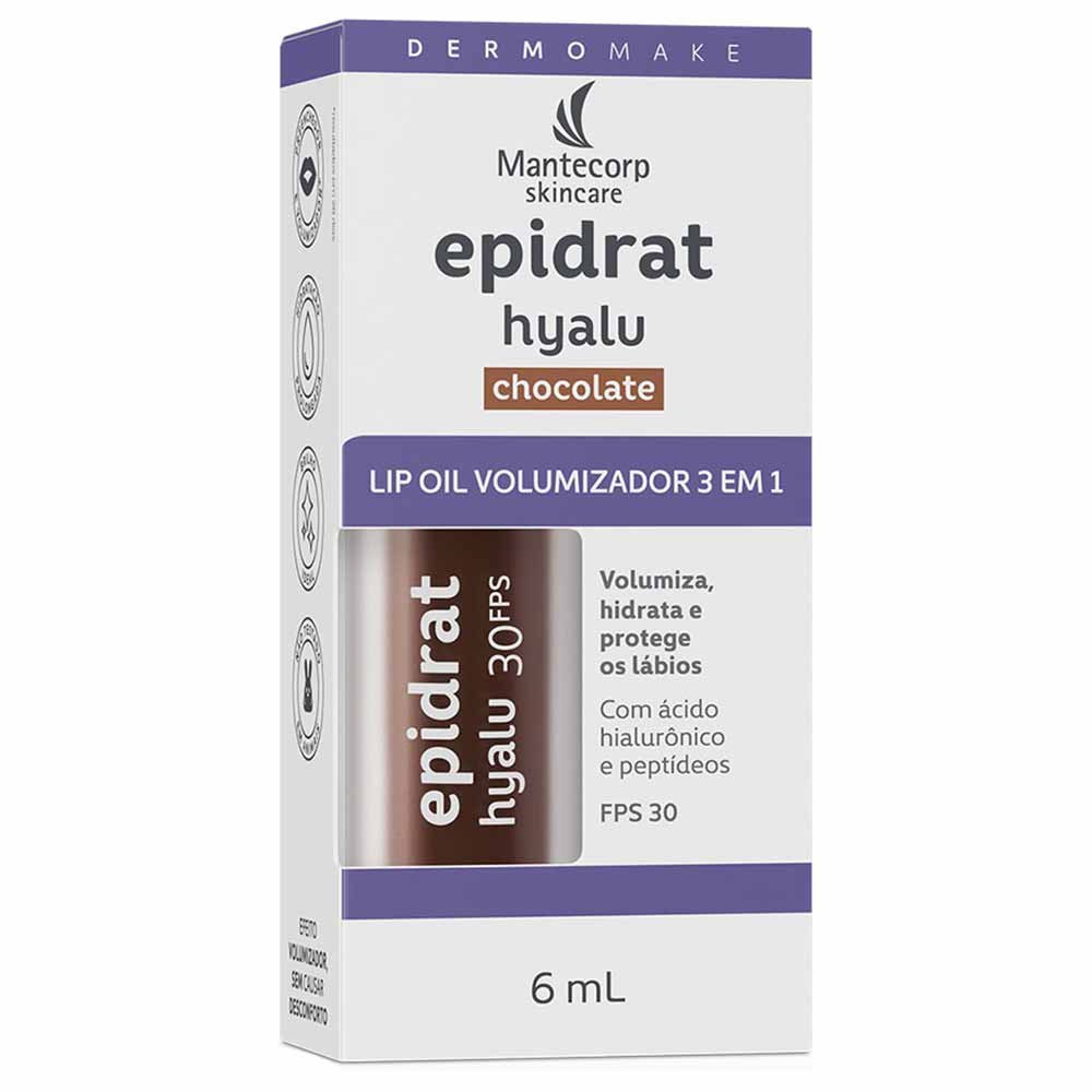 Hidratante Labial Volumizador Mantecorp Skincare Epidrat Hyalu Lip Oil FPS30 6ml Chocolate 4