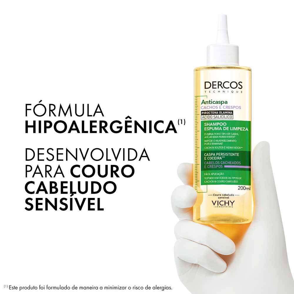 Espuma de Limpeza Vichy Dercos Anticaspa Para Cabelos Crespos e Cacheados 200ml 4