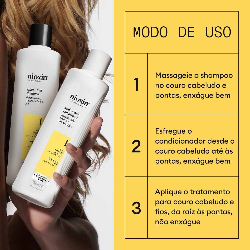 Nioxin System 1 Kit - Shampoo + Condicionador + Tratamento ÚNICO 3