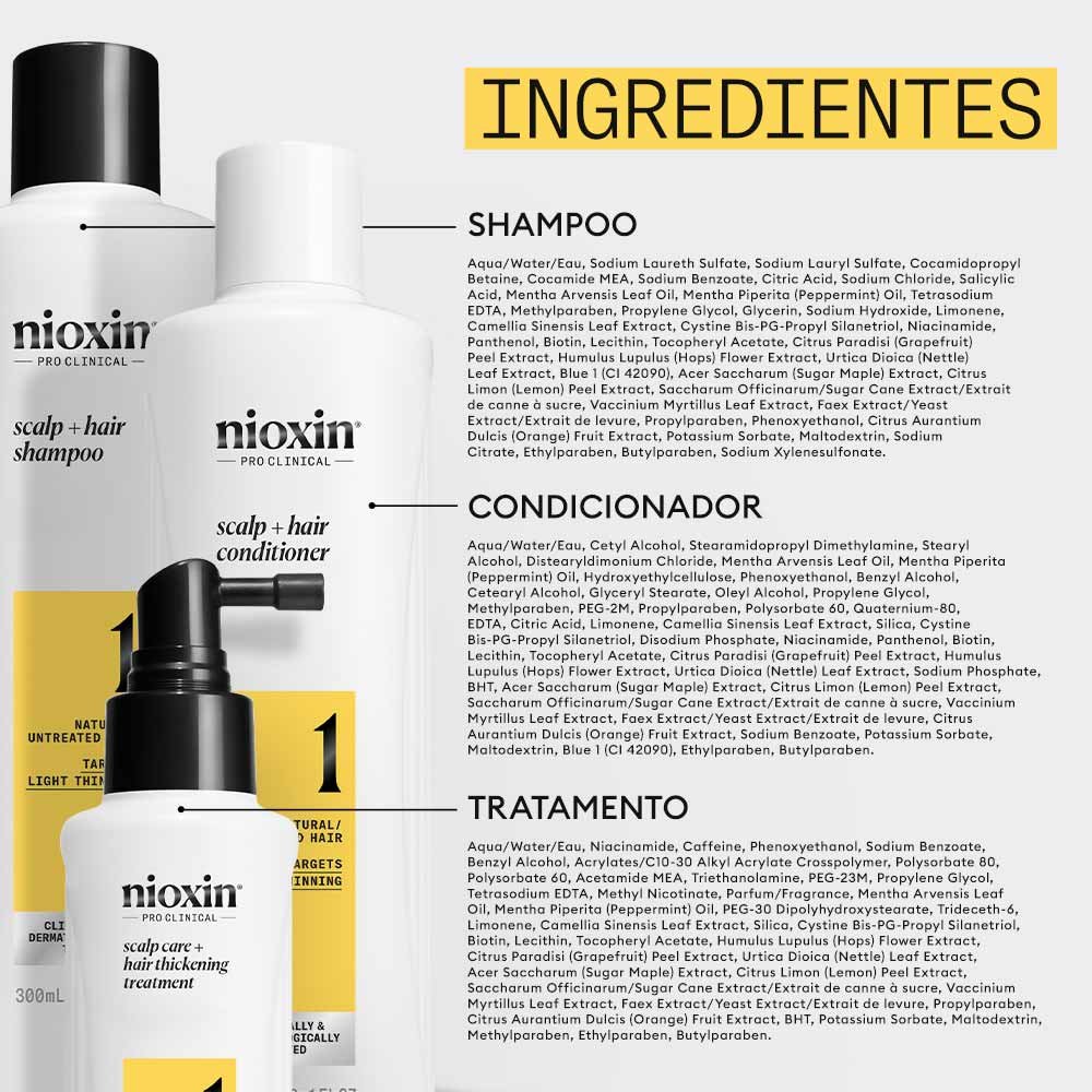 Nioxin System 1 Kit - Shampoo + Condicionador + Tratamento ÚNICO 6