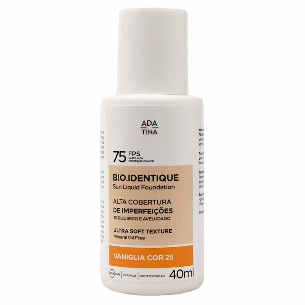 Protetor Solar com Cor Alta Cobertura Ada Tina Bio.Identique FPS75 Cor 25 Vaniglia 1