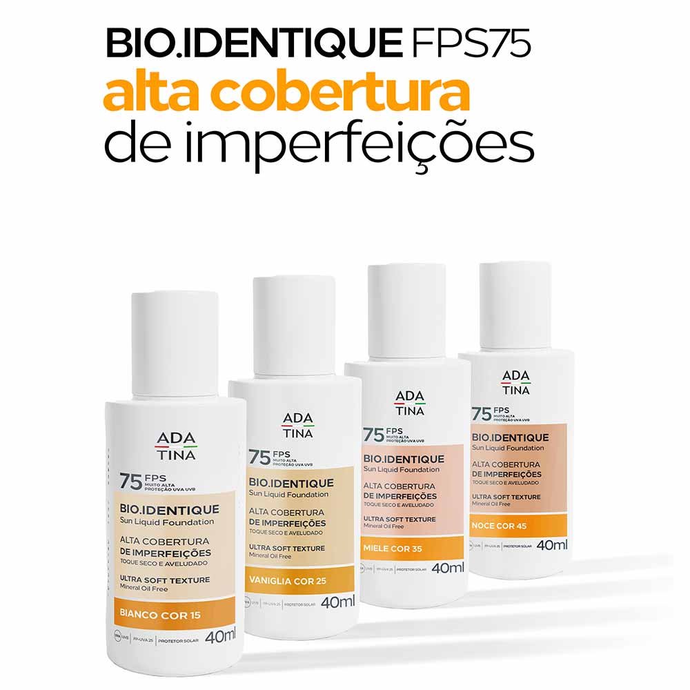 Protetor Solar com Cor Alta Cobertura Ada Tina Bio.Identique FPS75 Cor 25 Vaniglia 3