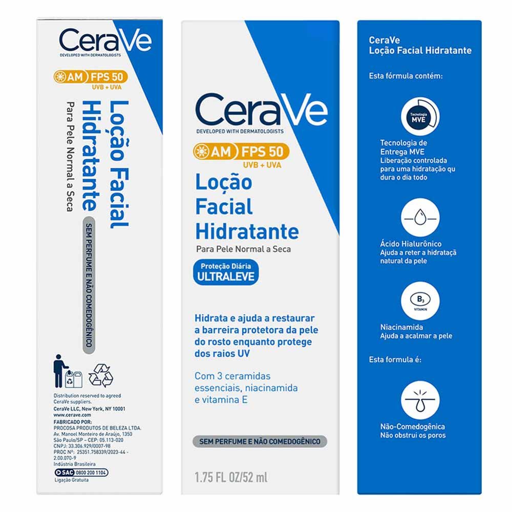 Loção facial Hidratante CeraVe FPS50 52ml 2