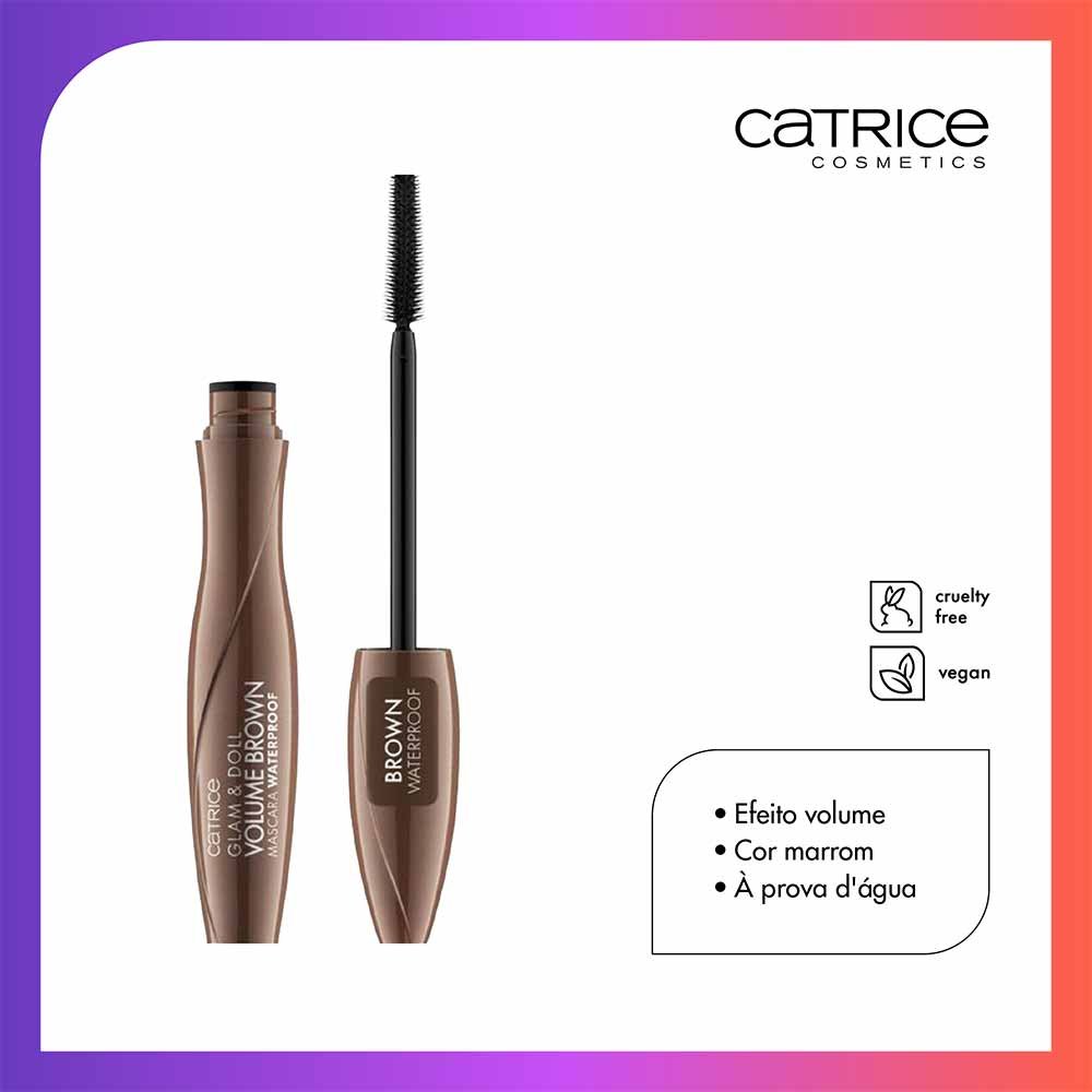 Máscara de Cílios Prova D'Água Catrice Glam & Doll Volume 10ml Marrom 3