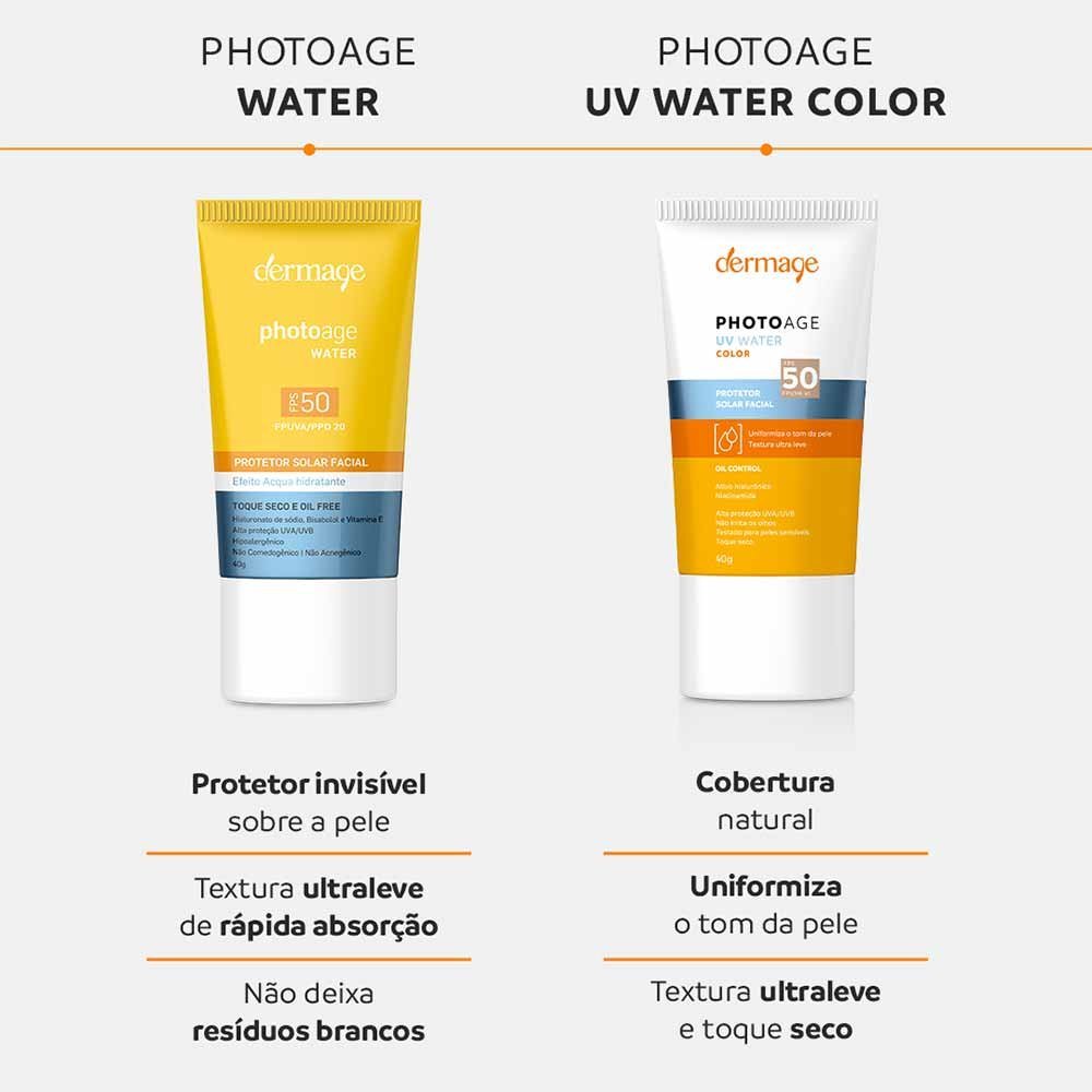 Protetor Solar Facial Dermage Photoage UV Water Color FPS50 Claro 7