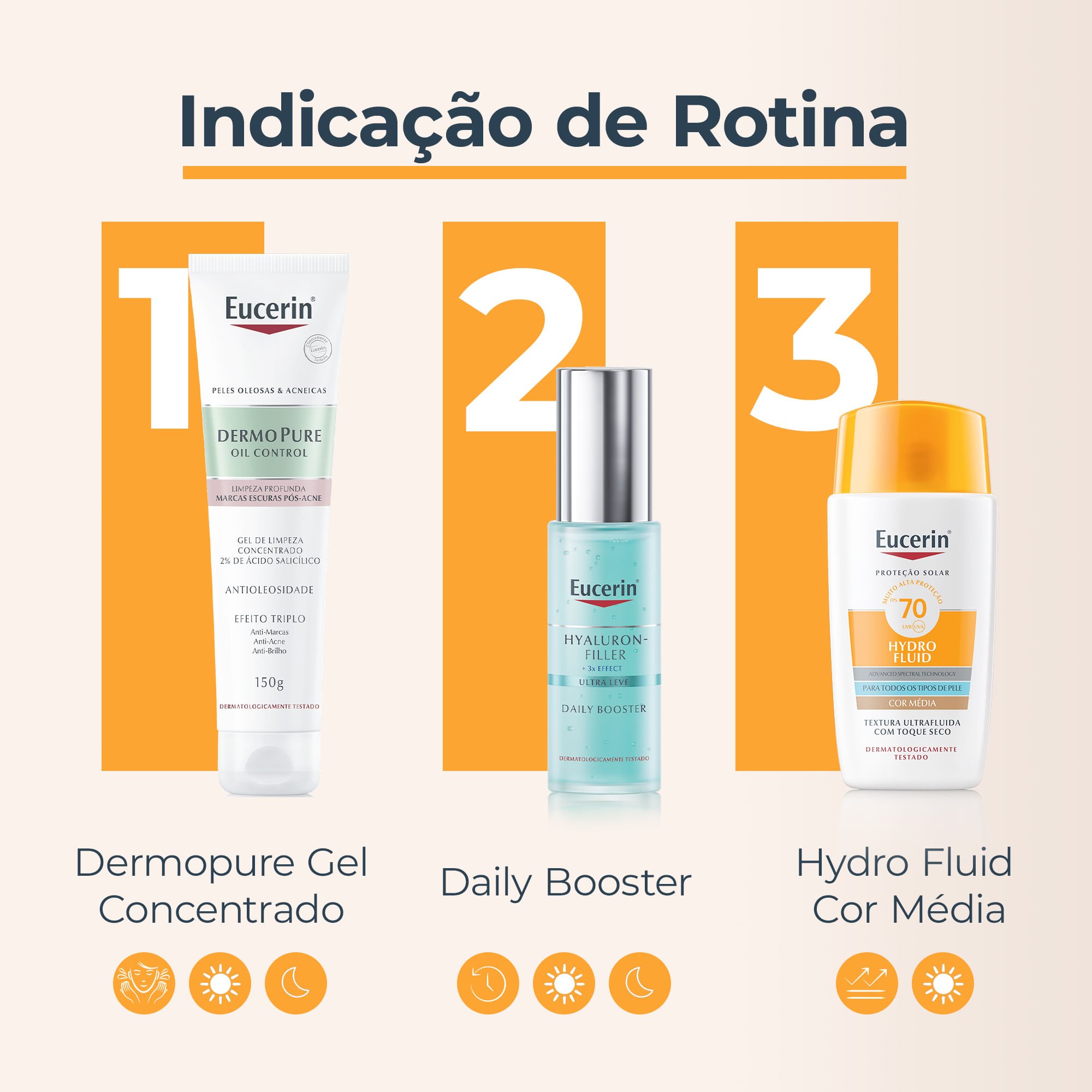 Protetor Solar Facial com Cor Eucerin Hydro Fluid FPS70 50ml Bege Médio 8