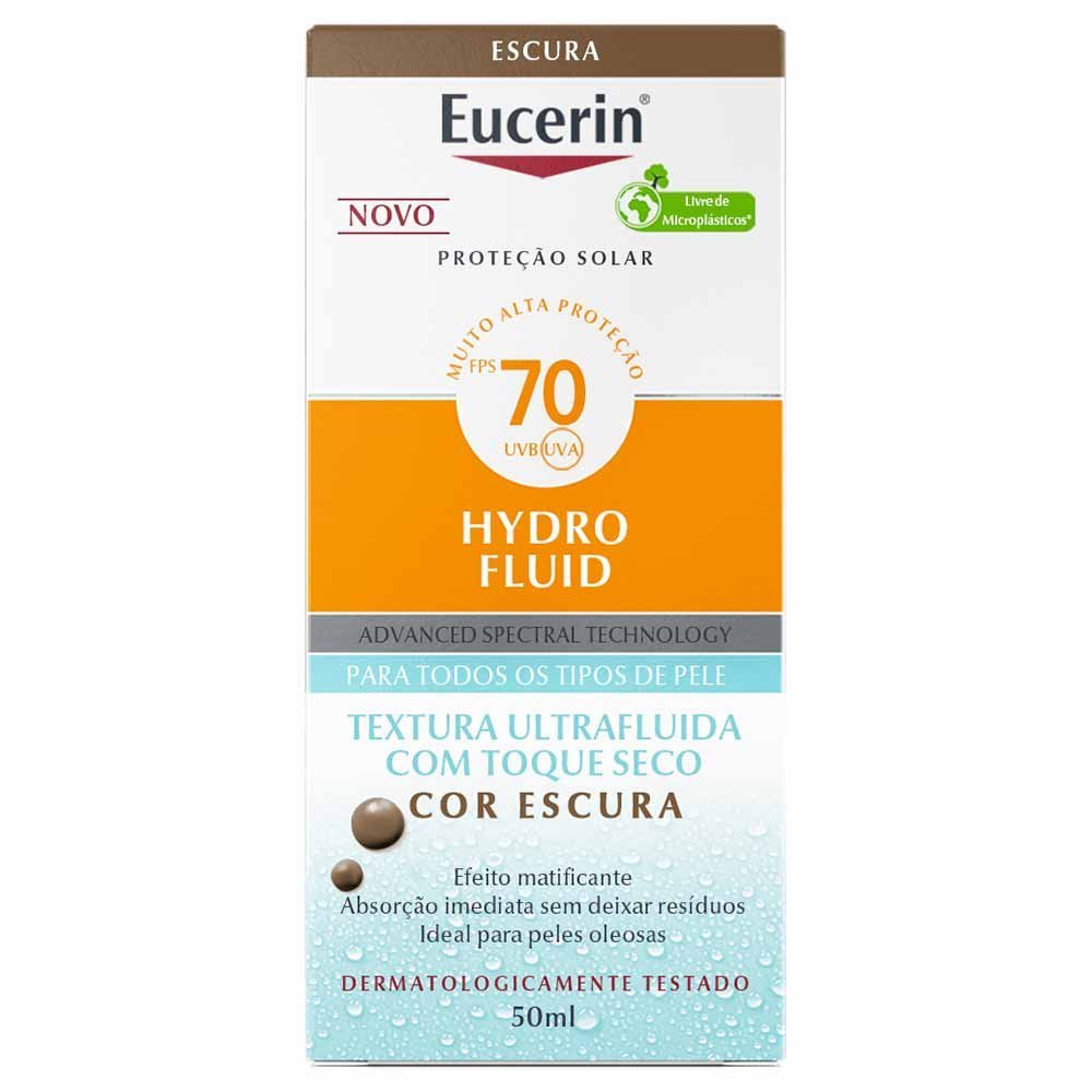 Protetor Solar Facial com Cor Eucerin Hydro Fluid FPS70 50ml Marrom 9
