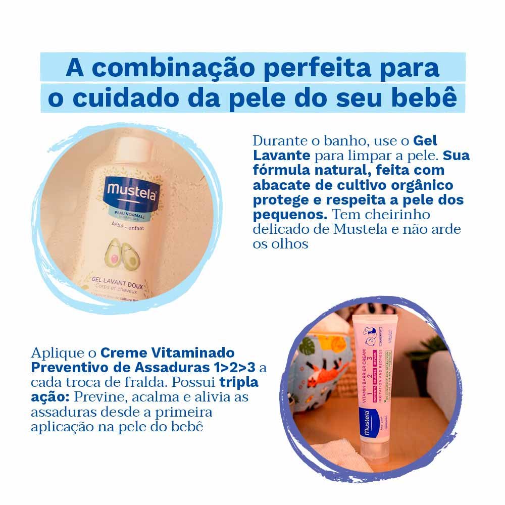 Mustela Bebê Kit - Creme Preventivo de Assaduras + Gel Lavante Corpo e Cabelo ÚNICO 6