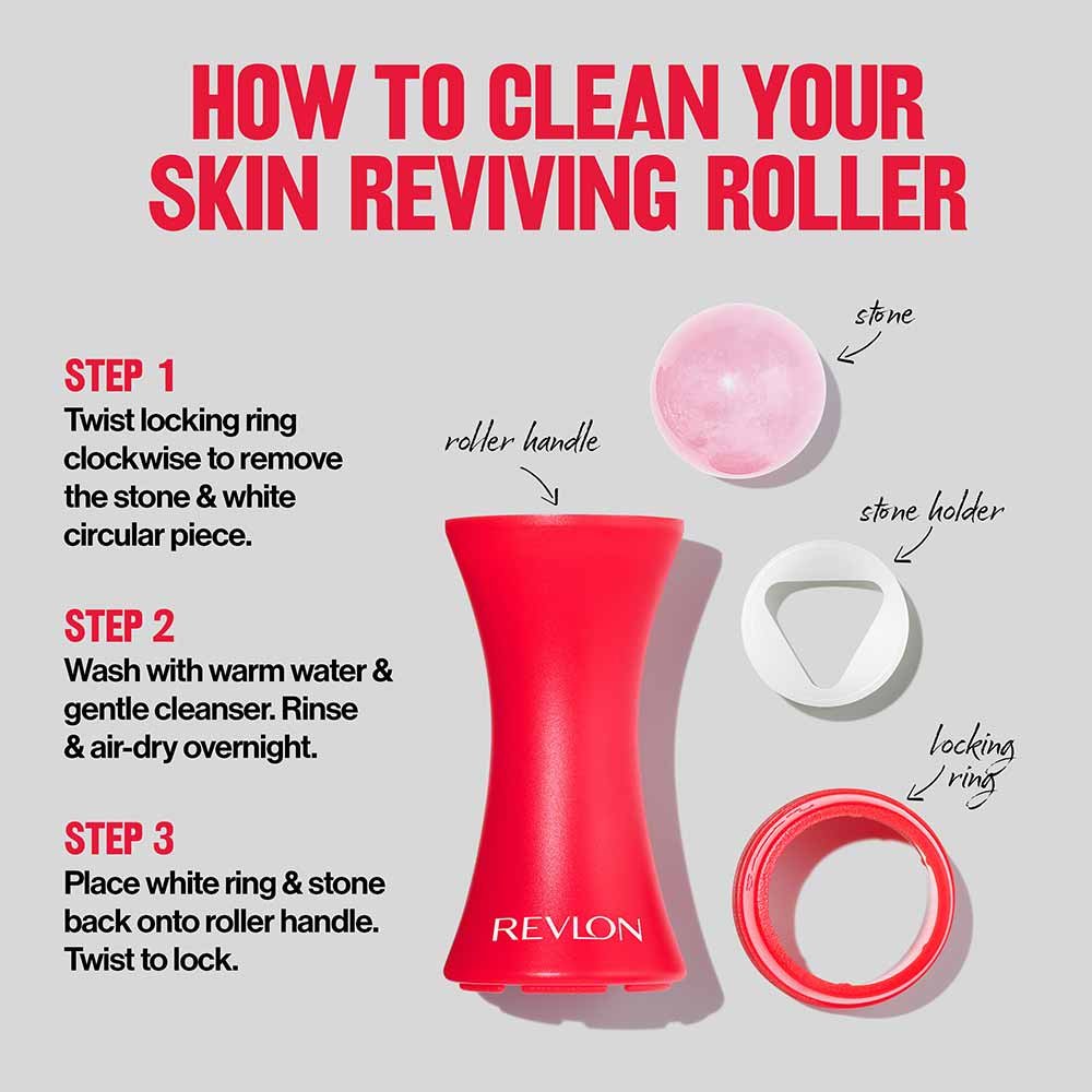 Pedra de Quartzo Rosa Real Revlon Skin Reviving Roller ÚNICO 7